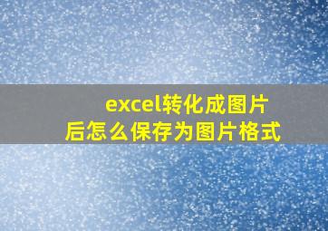 excel转化成图片后怎么保存为图片格式