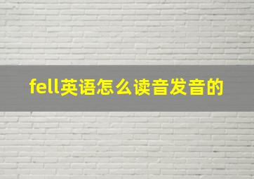 fell英语怎么读音发音的