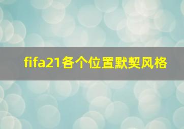 fifa21各个位置默契风格