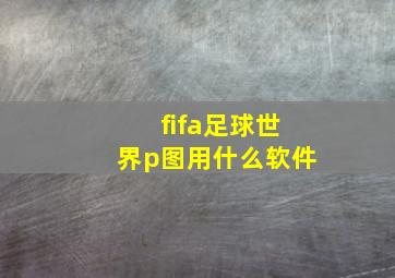 fifa足球世界p图用什么软件