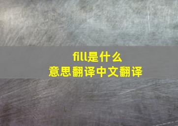 fill是什么意思翻译中文翻译