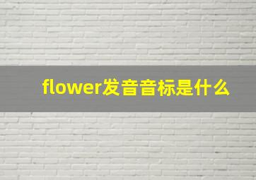 flower发音音标是什么