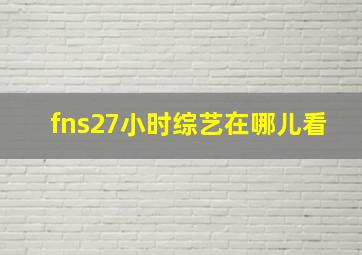 fns27小时综艺在哪儿看