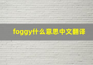 foggy什么意思中文翻译