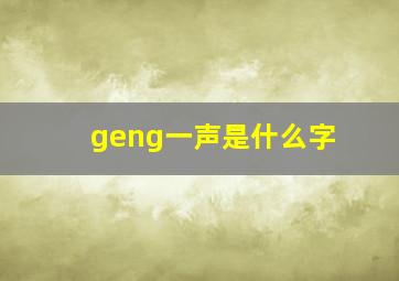 geng一声是什么字