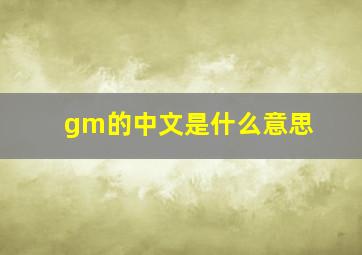 gm的中文是什么意思