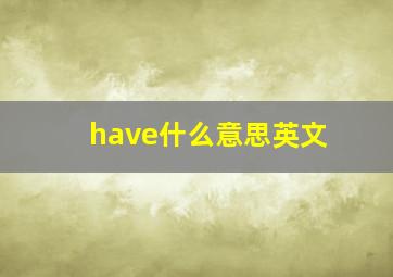 have什么意思英文