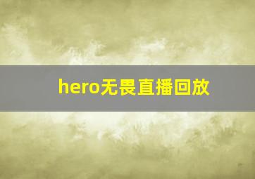 hero无畏直播回放