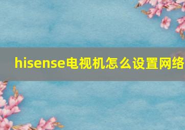 hisense电视机怎么设置网络