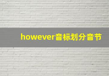 however音标划分音节