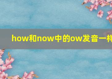 how和now中的ow发音一样吗