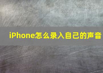 iPhone怎么录入自己的声音