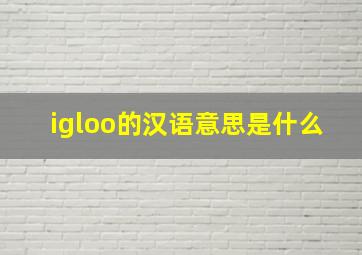 igloo的汉语意思是什么