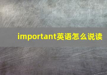 important英语怎么说读