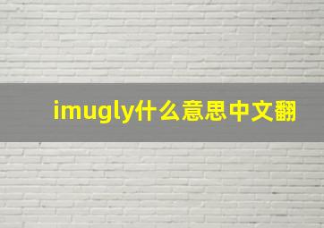 imugly什么意思中文翻