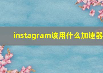 instagram该用什么加速器