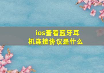 ios查看蓝牙耳机连接协议是什么