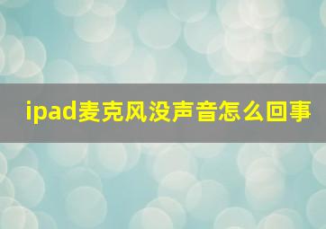 ipad麦克风没声音怎么回事