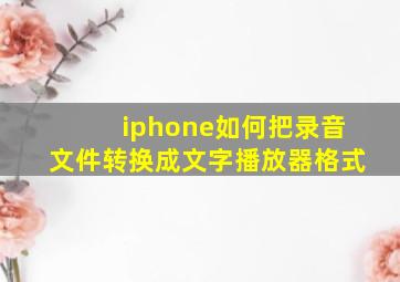 iphone如何把录音文件转换成文字播放器格式