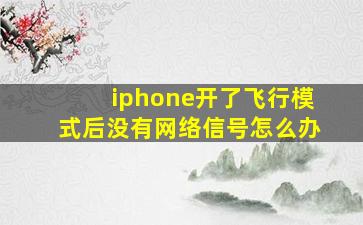 iphone开了飞行模式后没有网络信号怎么办