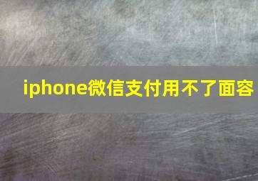 iphone微信支付用不了面容