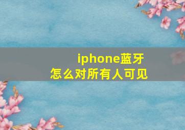 iphone蓝牙怎么对所有人可见