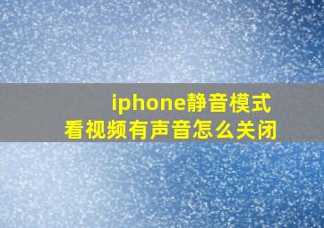 iphone静音模式看视频有声音怎么关闭