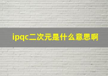 ipqc二次元是什么意思啊