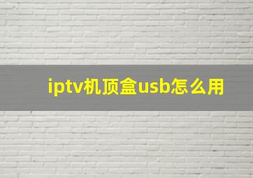 iptv机顶盒usb怎么用