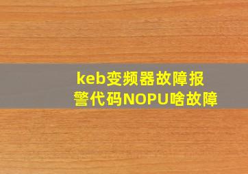 keb变频器故障报警代码NOPU啥故障