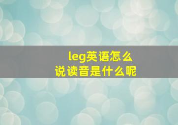 leg英语怎么说读音是什么呢