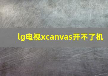 lg电视xcanvas开不了机