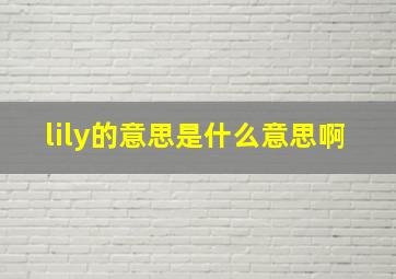 lily的意思是什么意思啊