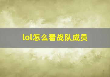 lol怎么看战队成员