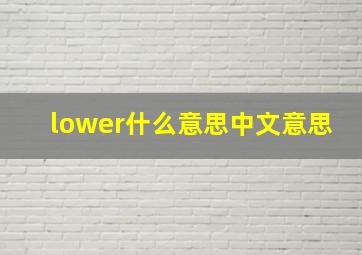 lower什么意思中文意思