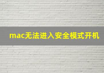 mac无法进入安全模式开机