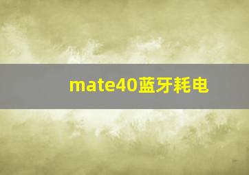 mate40蓝牙耗电