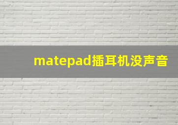 matepad插耳机没声音