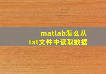 matlab怎么从txt文件中读取数据