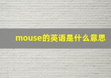 mouse的英语是什么意思