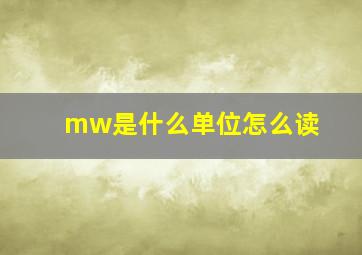 mw是什么单位怎么读