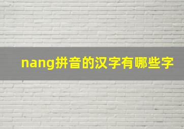 nang拼音的汉字有哪些字