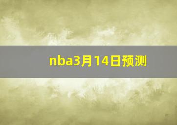 nba3月14日预测