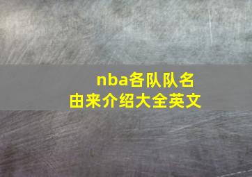 nba各队队名由来介绍大全英文