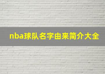 nba球队名字由来简介大全