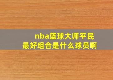 nba篮球大师平民最好组合是什么球员啊