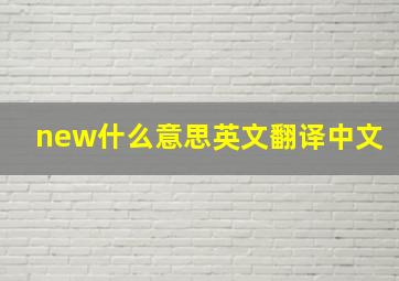 new什么意思英文翻译中文