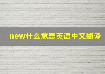 new什么意思英语中文翻译