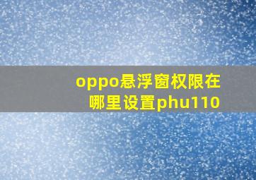 oppo悬浮窗权限在哪里设置phu110