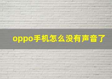 oppo手机怎么没有声音了